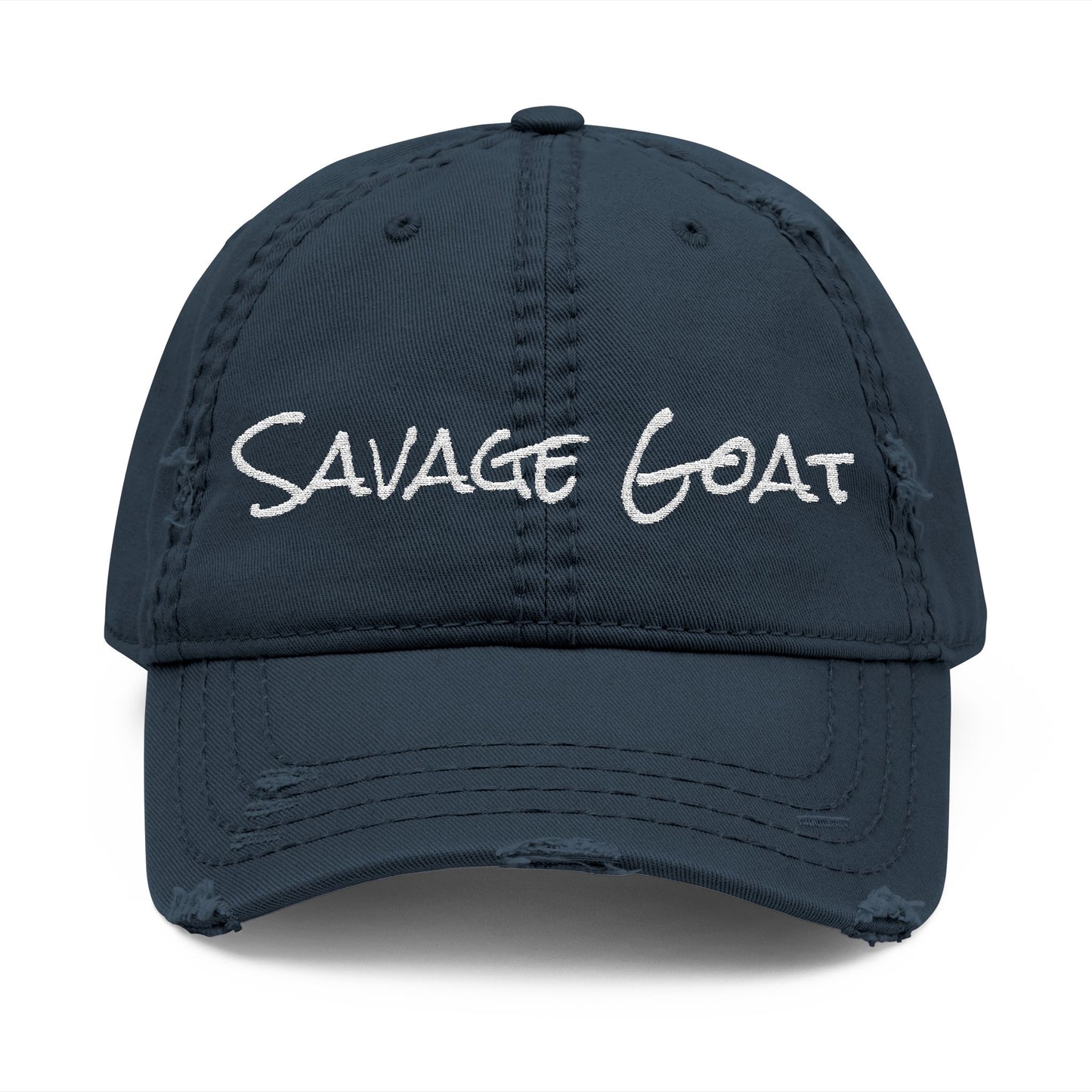 Distressed Dad Hat - Savage Goat Embroidery