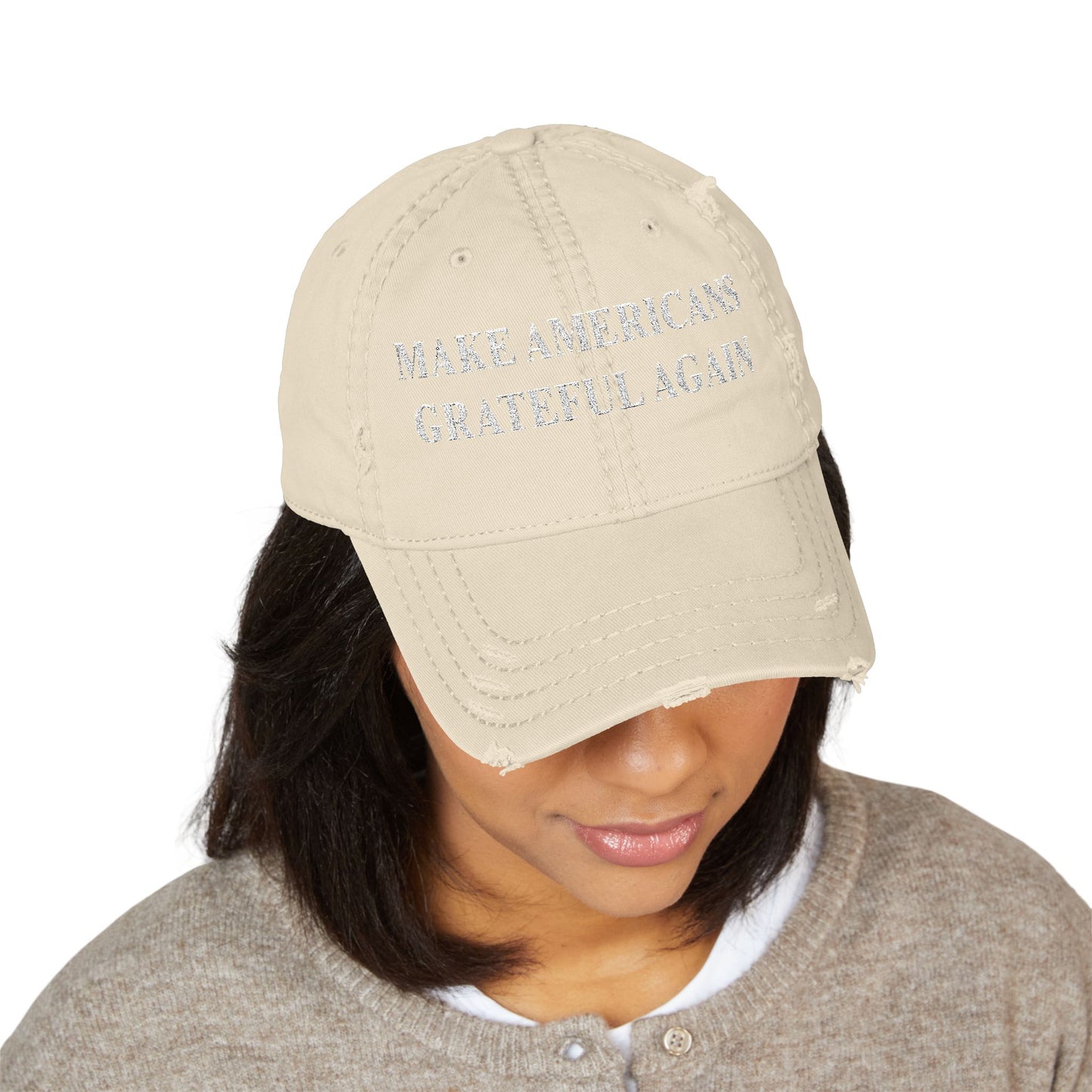 Distressed Dad Hat - 'Make Americans Grateful Again' Embroidery