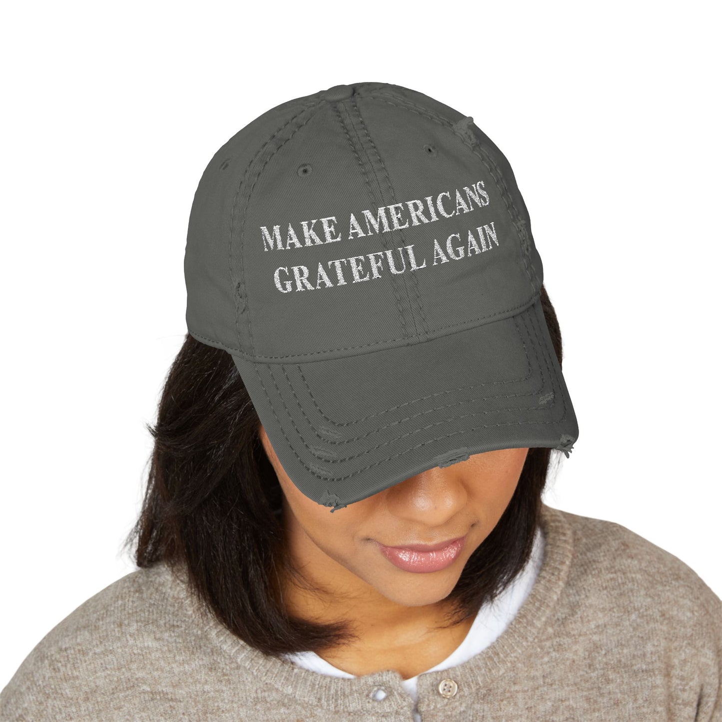 Distressed Dad Hat - 'Make Americans Grateful Again' Embroidery