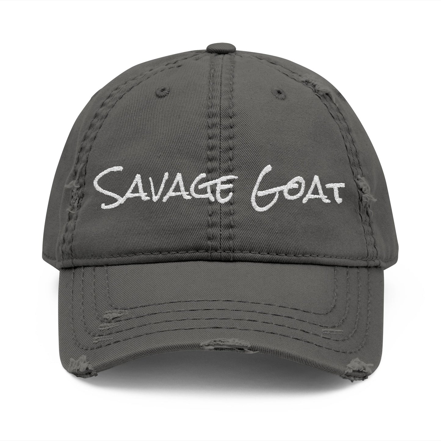 Distressed Dad Hat - Savage Goat Embroidery