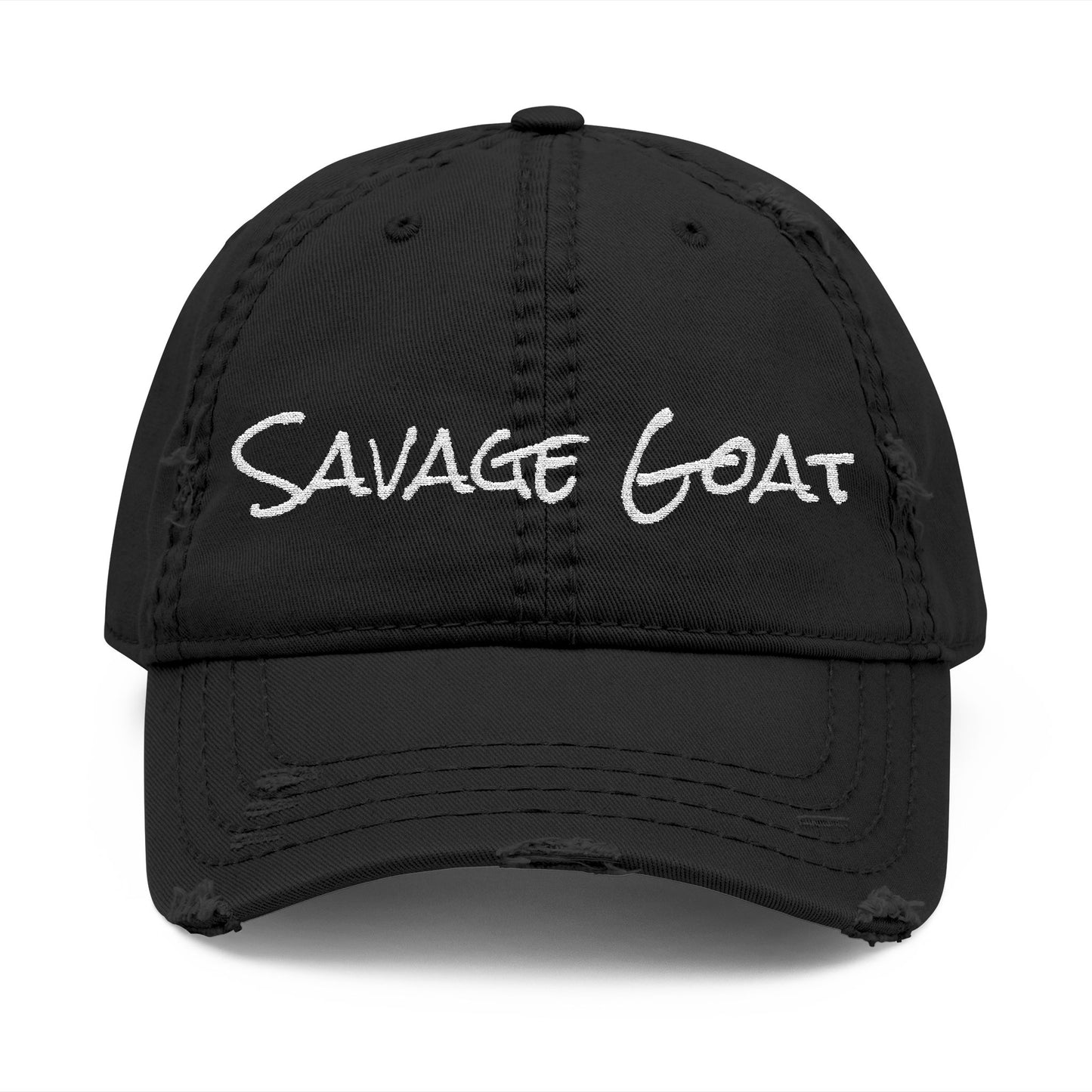 Distressed Dad Hat - Savage Goat Embroidery