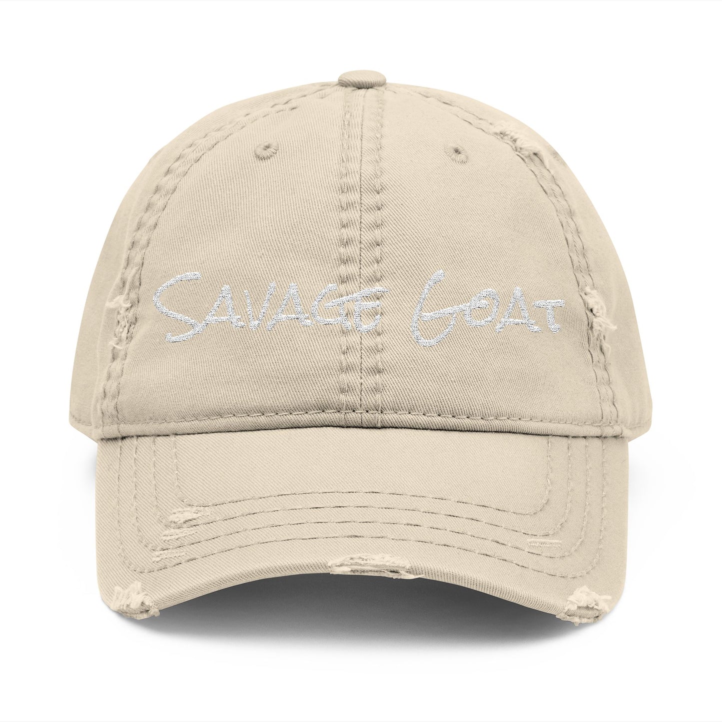 Distressed Dad Hat - Savage Goat Embroidery