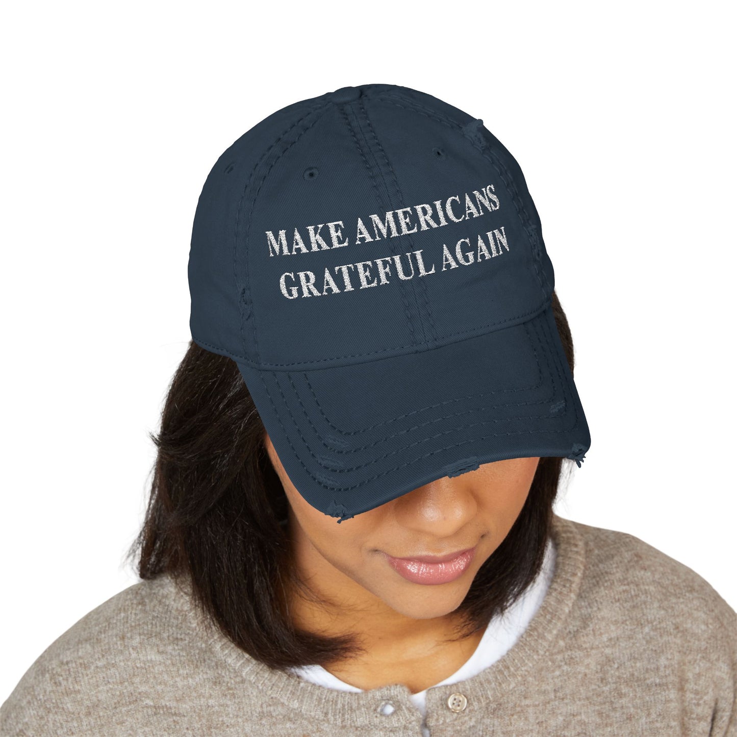 Distressed Dad Hat - 'Make Americans Grateful Again' Embroidery