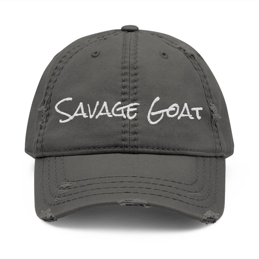 Distressed Dad Hat - Savage Goat Embroidery